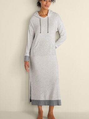 Soft Surroundings Lazy Day Lounge Dress White/Grey Size Petite Large Hooded